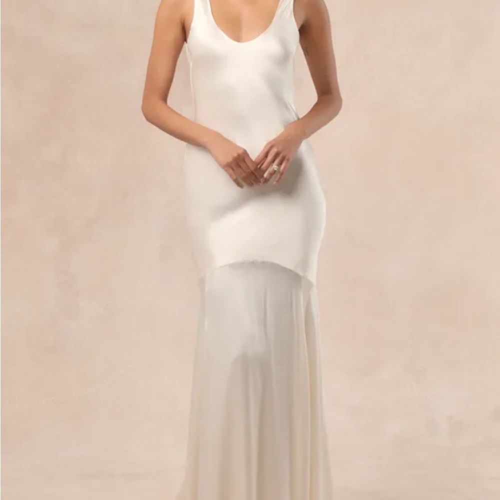 Lulus Love All of Me Champagne Satin Maxi Dress